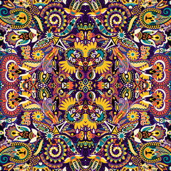 Ethnic seamless background, floral pattern in Ukrainian traditio