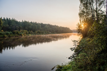 colorful sunrise over the lake