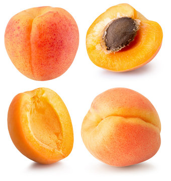 collection of apricots isolated on the white background