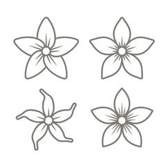 Fototapeta na wymiar Jasmine Flower Icons Set on White Background. Vector