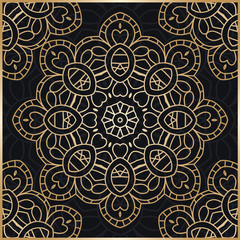 Mandala. Golden background. Stylized flowers. Golden Flower. Gold lace.