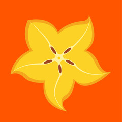 Carambola or Starfruit, slices of fresh Star Fruit