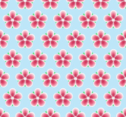 Sakura Flowers Seamless Pattern. Floral Texture. Spring Background with Cherry Blossom.