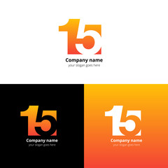 25 logo icon flat and vector design template. Monogram numbers two and five. Logotype twenty-five with gradient color. Creative vision concept logo, elements, sign, symbol for card, brand, banners.