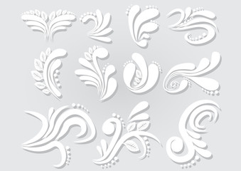 Vector abstract floral set for invitation cards decoration.