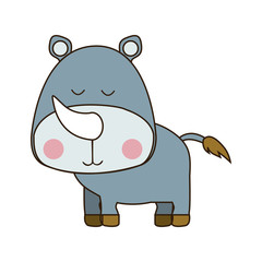 rhinoceros cute animal icon image vector illustration design 