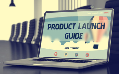 Product Launch Guide Concept on Laptop Screen. 3D.