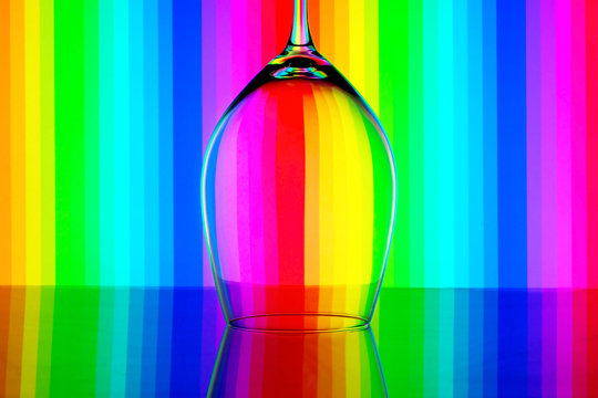 wine glass on colorful background