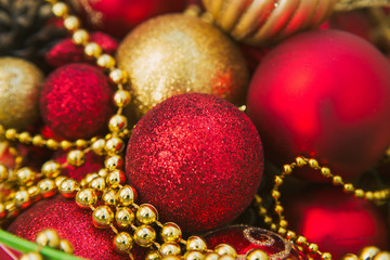 red and gold Christmas balls