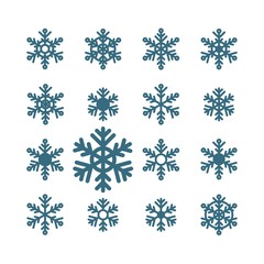 Snowflake winter set (vector ). Graphic crystal frozen decoration for design. Isolated.