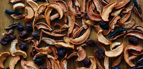 Dried apricots, plums and pears