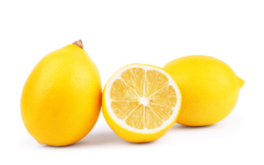 Lemons. Fresh ripe lemons isolated on white background. Lemon in