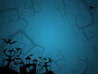 Halloween blue background for postcards