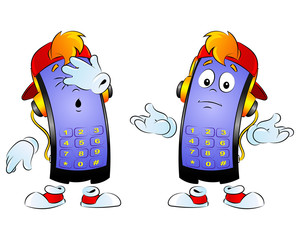 Cartoon mobile, smart phone. A large series of gestures and emotions.