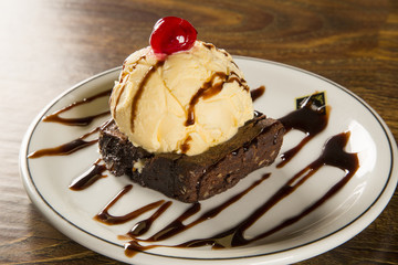 Chocolate Brownie with Vanilla Ice Cream