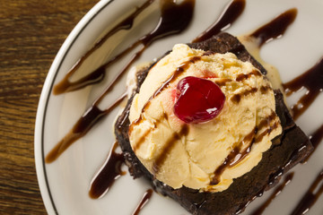Chocolate Brownie with Vanilla Ice Cream