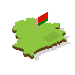 belarus map with flag isometric