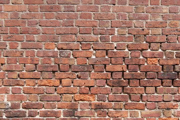 Old red brick wall background texture