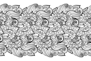 Vector Seamless Monochrome Floral Pattern