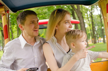 Young family is having fun in the park