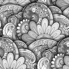 Vector Seamless Monochrome Floral Pattern
