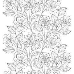 Vector Seamless Monochrome Floral Pattern