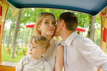 Young family is having fun in the park