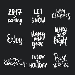 Christmas and New Year lettering set. Wonderful handwritten Christmas wishes for amazing holiday greeting cards.