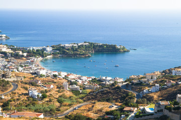 Panoramic skyline view of Agia Pelagia village Heraklion Crete G