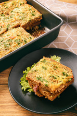 Hot sandwiches - bread baked in oven with ham and cheese.