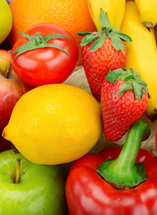 bright background of fruits and vegetables
