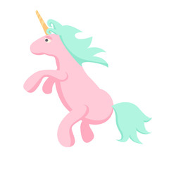 Pink unicorn vector isolated illustration. Magic cute horse.