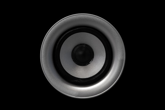 gray speaker isolated on black background