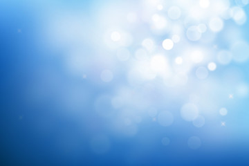 Blue christmas background with bokeh lights
