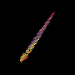 Brush sign illustration. Coloful chalk effect on black backgound.