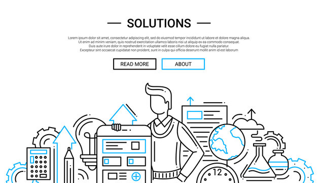 Solutions - line design website banner temlate