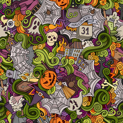 Cartoon vector hand-drawn Doodles on the subject of Halloween