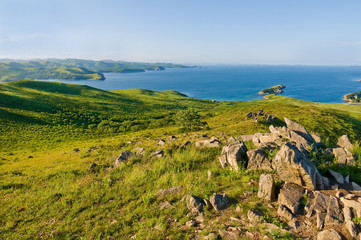 Fototapeta na wymiar sea coast landscape of Far East Marine Reserve in Hasan of russi