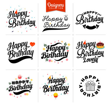 Vintage Happy Birthday Calligraphic And Typographic Background