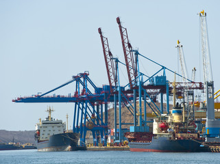 Fototapeta na wymiar terminal at russian cargo port Vladivostok