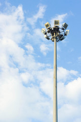Pillar spotlights on blue sky background ,outdoor