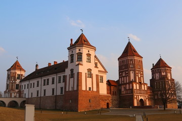 Obraz premium The old red castle of Mir, Belarus Minsk