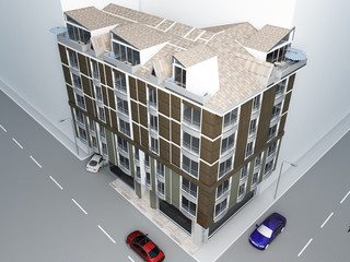 3d render of the building