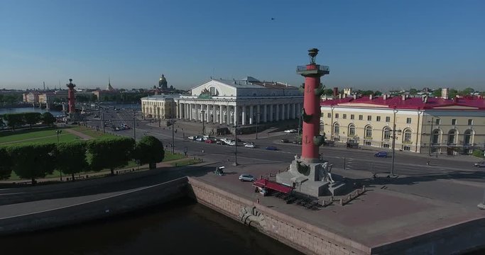 Aerial St. Petersburg ,Rastralnye columns, strellka