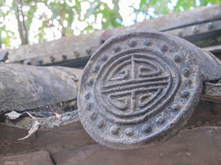 Old roof closeup in Lijiang, Yunnan, China