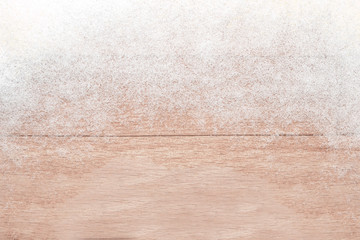 Snow drift on Wood Boards with Blank Space or Room for Copy, Text, or your Words. Horizontal with warm tones