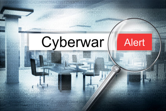 reading the word cyberwar browser search security alert 3D Illus