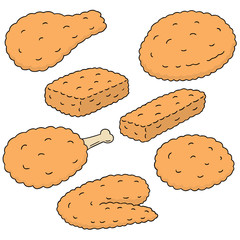 vector set of fried chicken