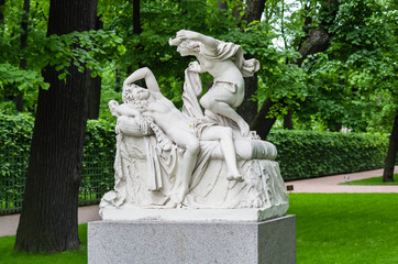 Anticient statue in Summer garden in Saint-Petersburg