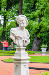 Fototapeta na wymiar Anticient statue in Summer garden in Saint-Petersburg